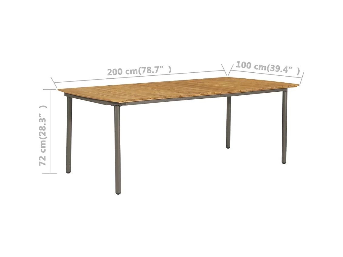 Table de jardin 200x100x72 Bois d'acacia solide et acier 2