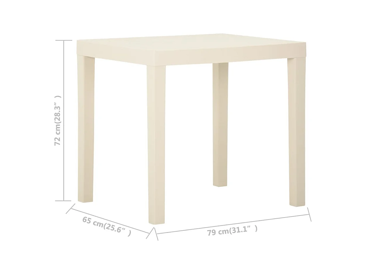 Table de jardin Blanc 79x65x72 Plastique 2