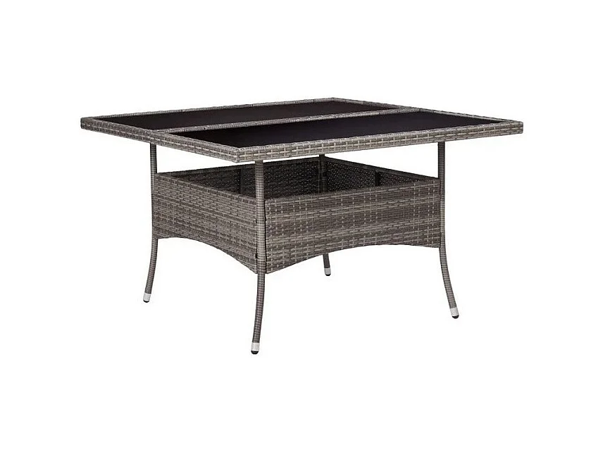 Table de jardin carrée verre noir et résine grise Abee