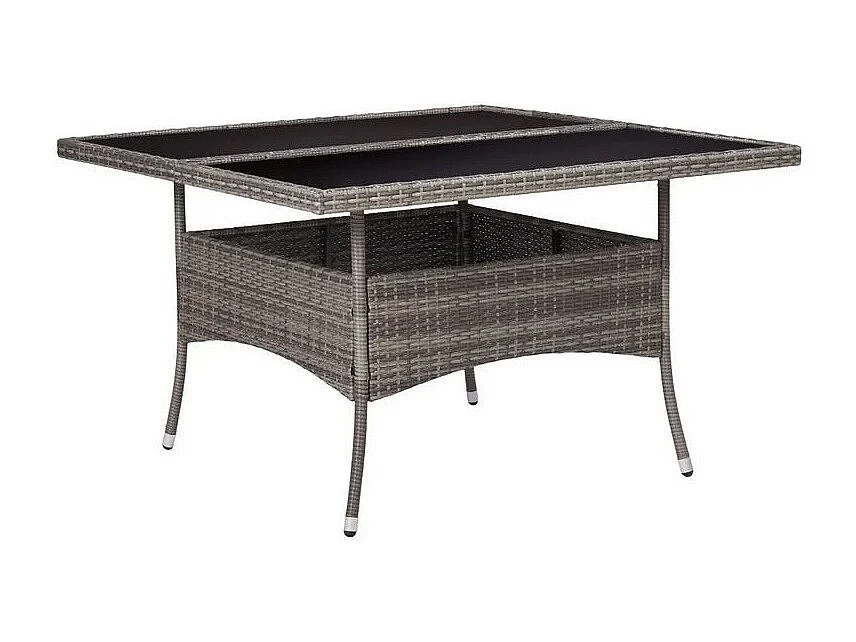 Table de jardin carrée verre noir et résine grise Abee