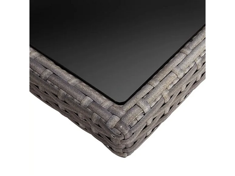 Table de jardin carrée verre noir et résine grise Abee