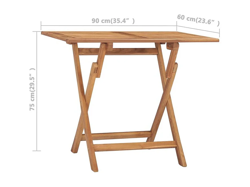 Table à dîner pliable de jardin 90x60x75 Bois de teck solide