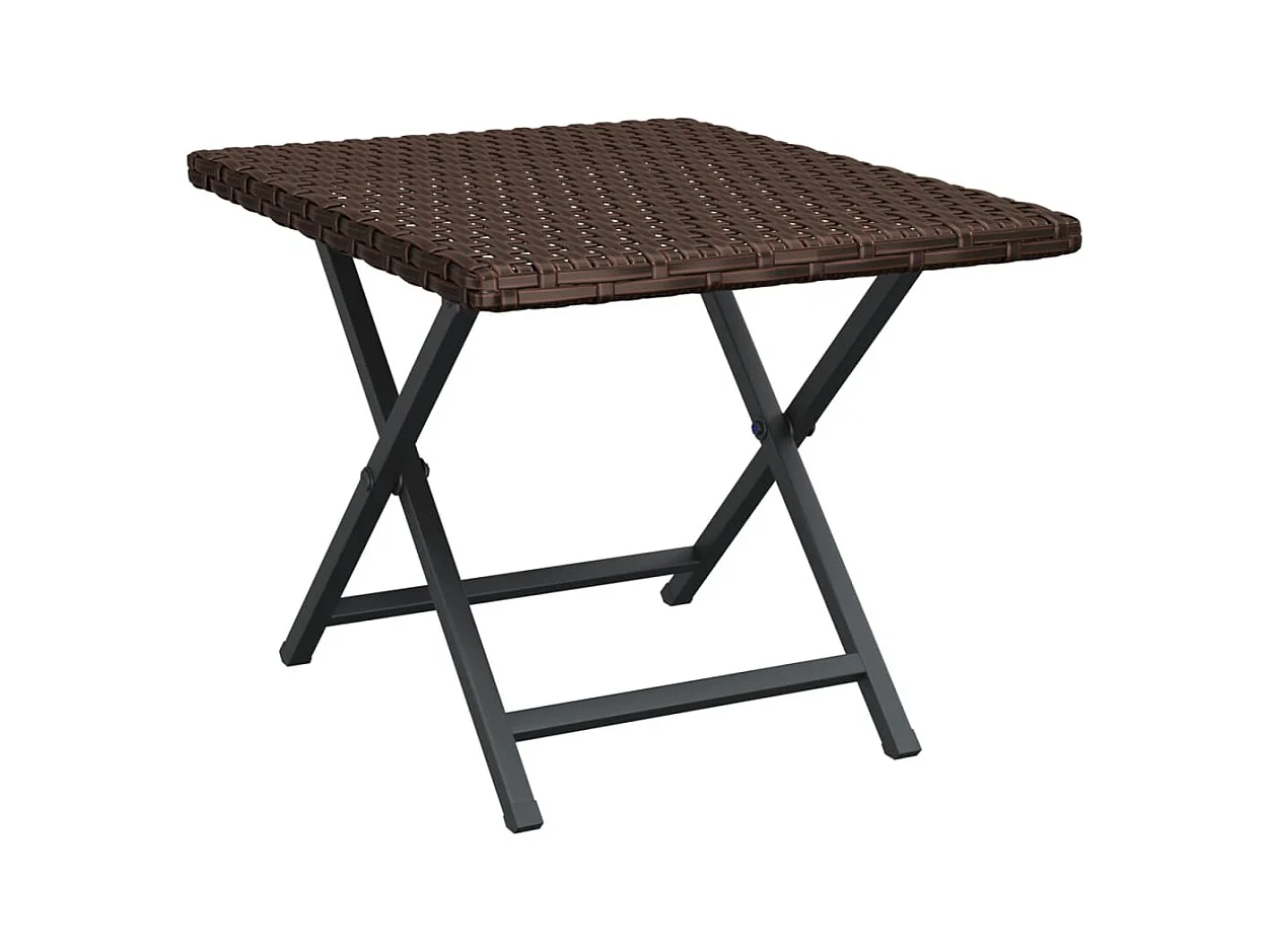 Table pliable marron 45x35x32 résine tressée