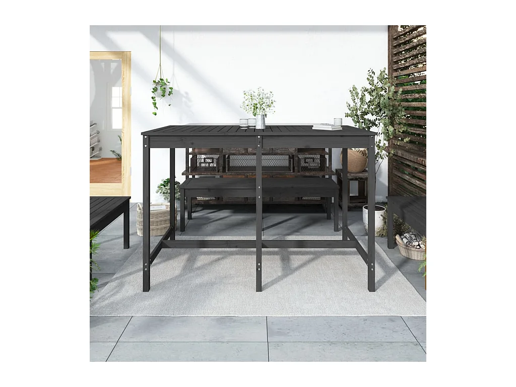 Table de jardin gris 159,5x82,5x110 bois massif de pin