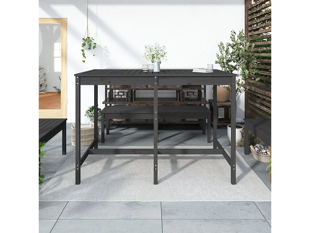 Table de jardin gris 159,5x82,5x110 bois massif de pin