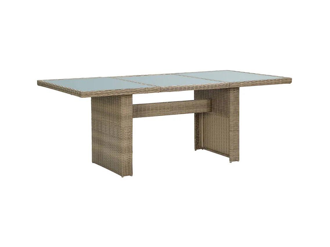 Table à dîner Marron 200x100x74 Verre et résine tressée 2