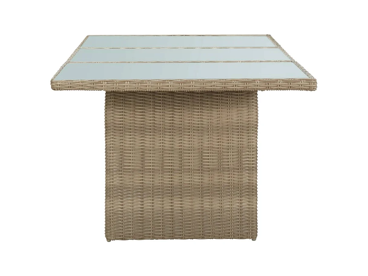 Table à dîner Marron 200x100x74 Verre et résine tressée 2