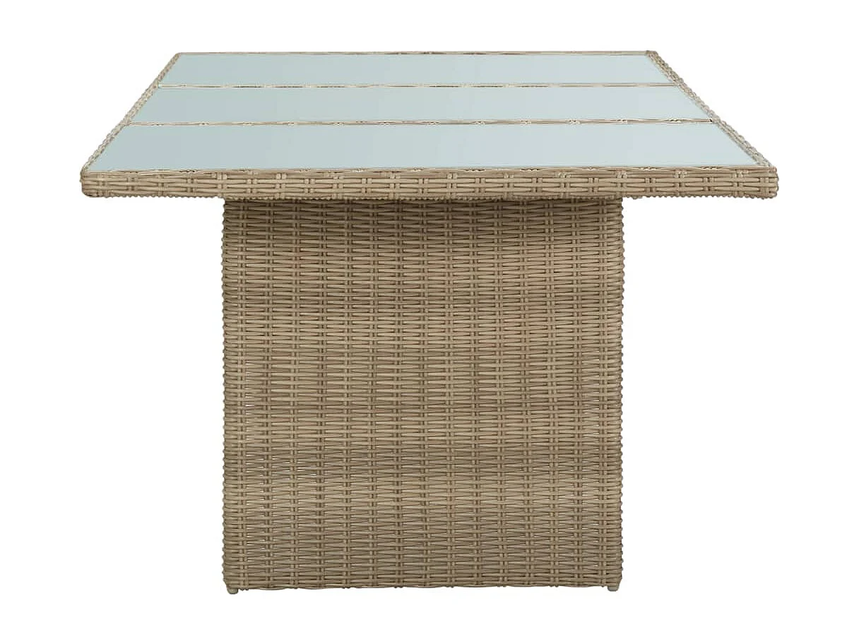 Table à dîner Marron 200x100x74 Verre et résine tressée 2