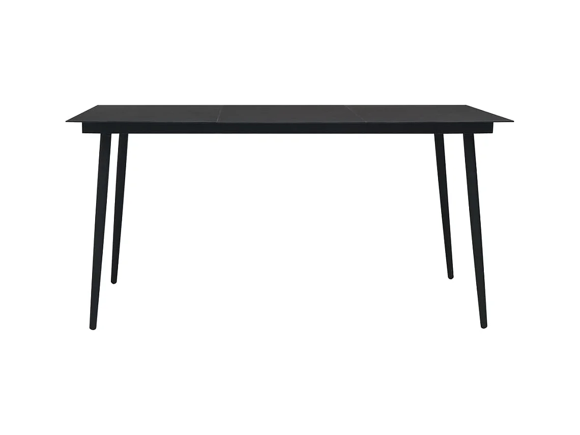 Table à dîner de jardin Noir 190x90x74 Acier et verre 4