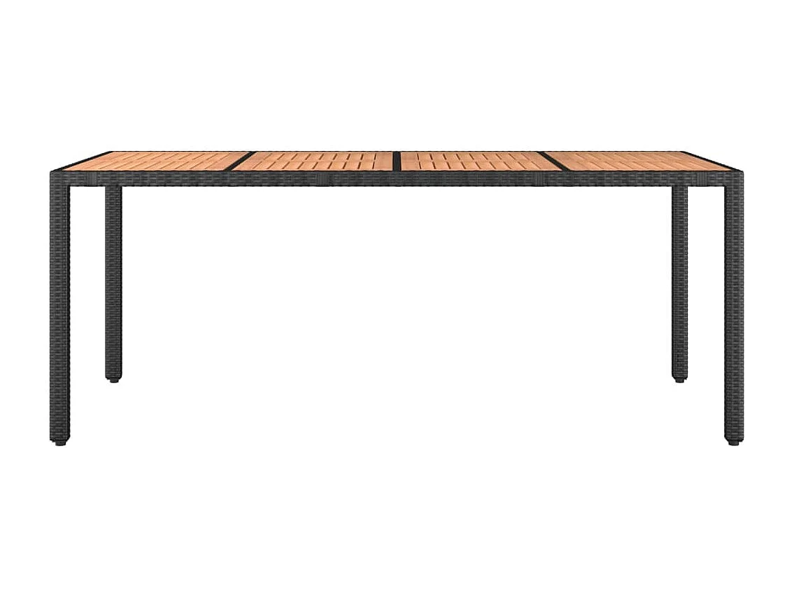 Table de jardin plateau en bois Noir Résine tressée bois massif