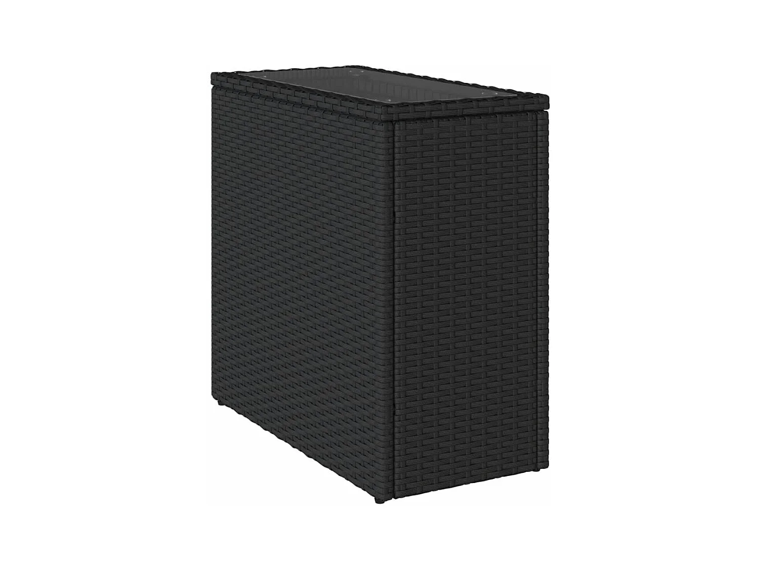 Table d'appoint de jardin avec dessus en verre noir rotin