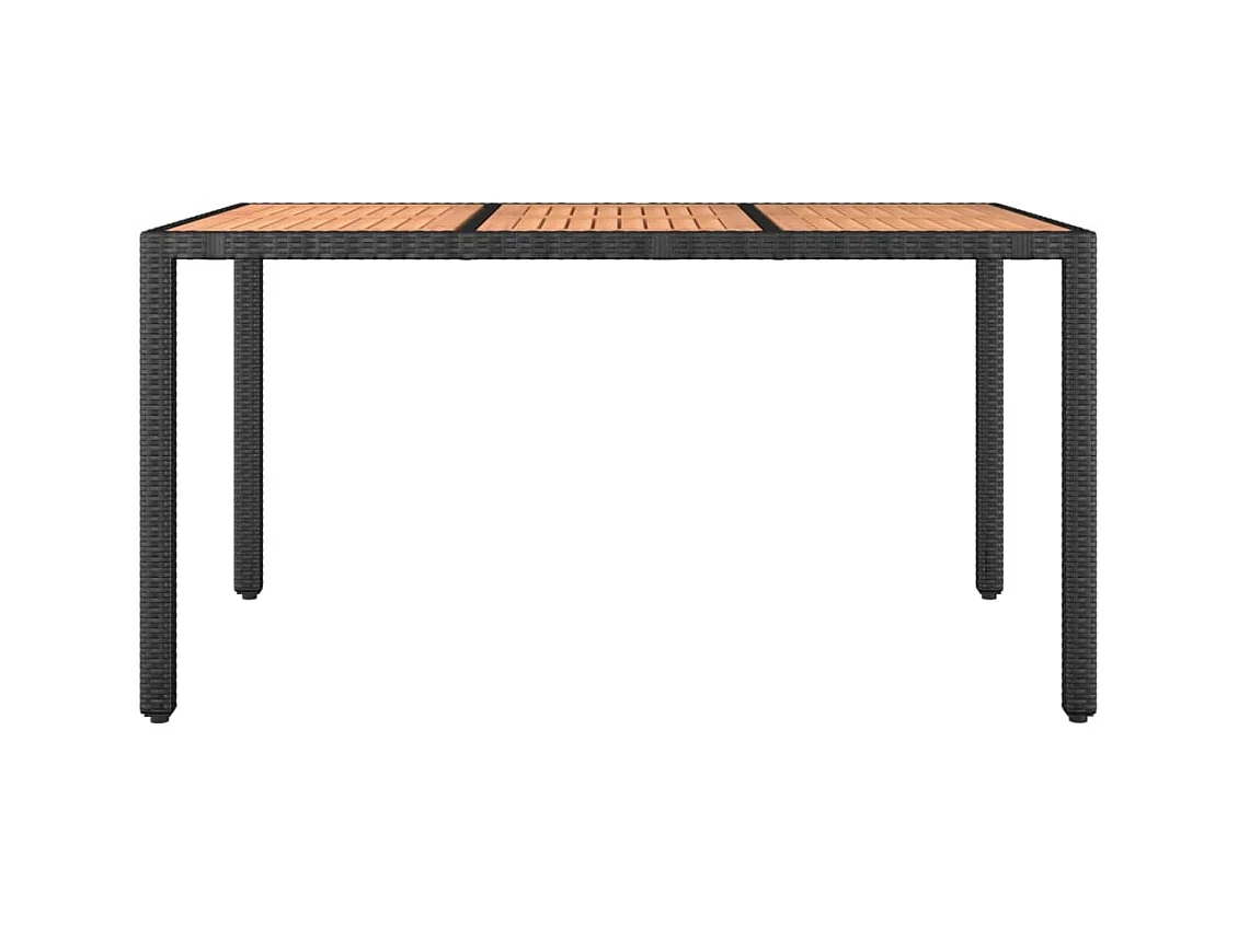 Table de jardin plateau en bois Noir Résine tressée bois massif