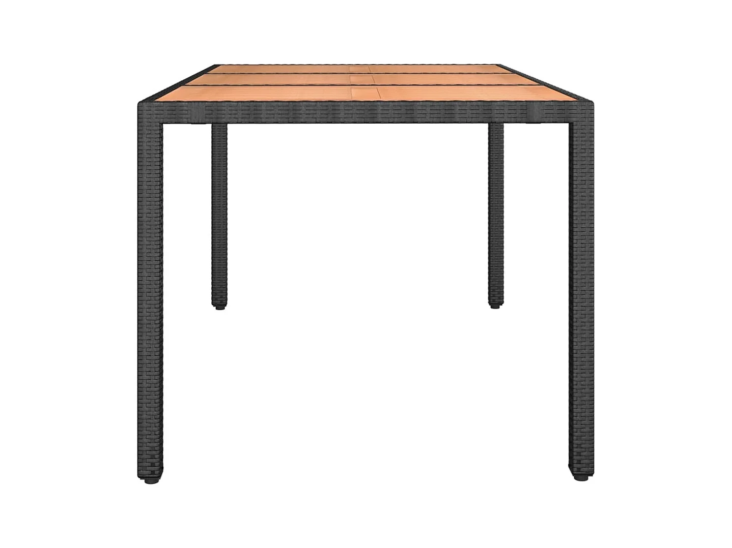 Table de jardin plateau en bois Noir Résine tressée bois massif