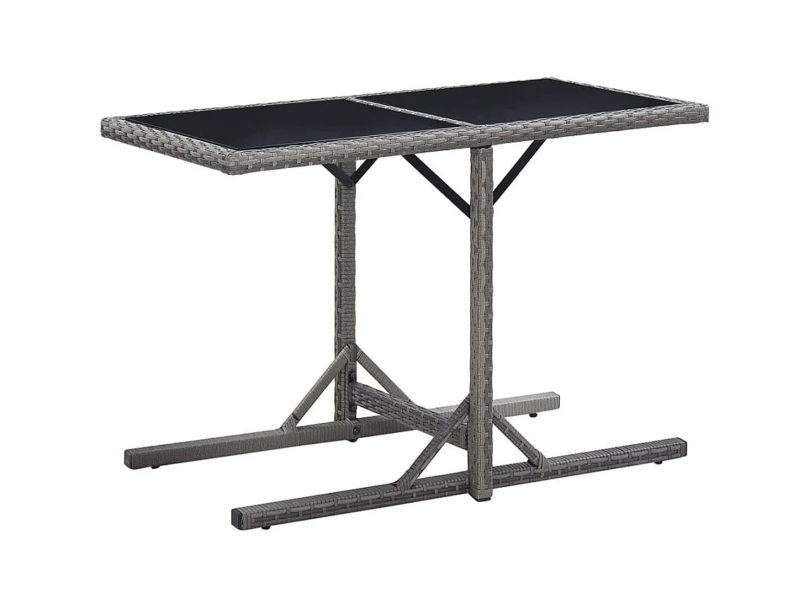 Table de jardin Anthracite 110x53x72 Verre et résine tressée
