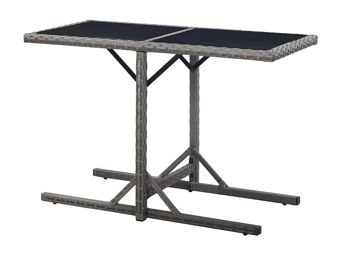 Table de jardin Anthracite 110x53x72 Verre et résine tressée