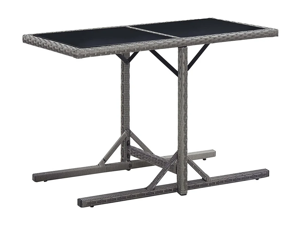 Table de jardin Anthracite 110x53x72 Verre et résine tressée