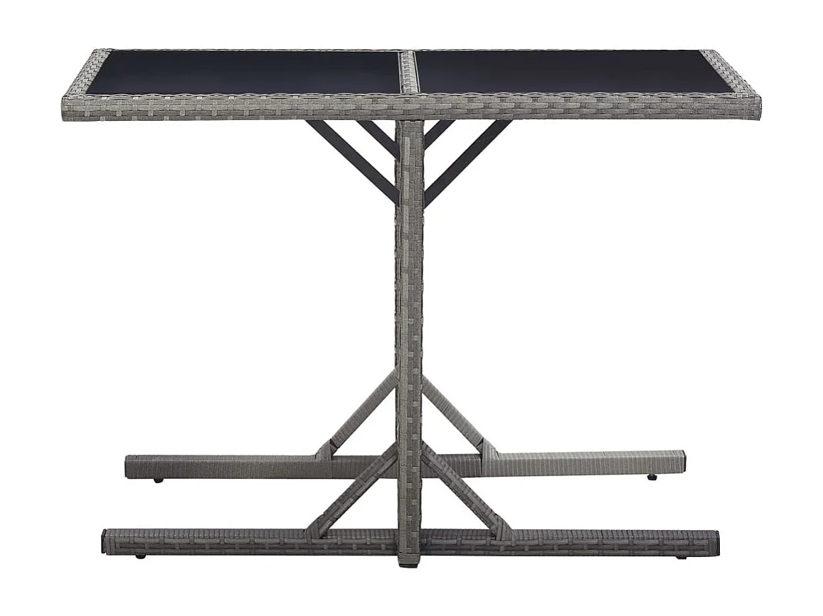 Table de jardin Anthracite 110x53x72 Verre et résine tressée