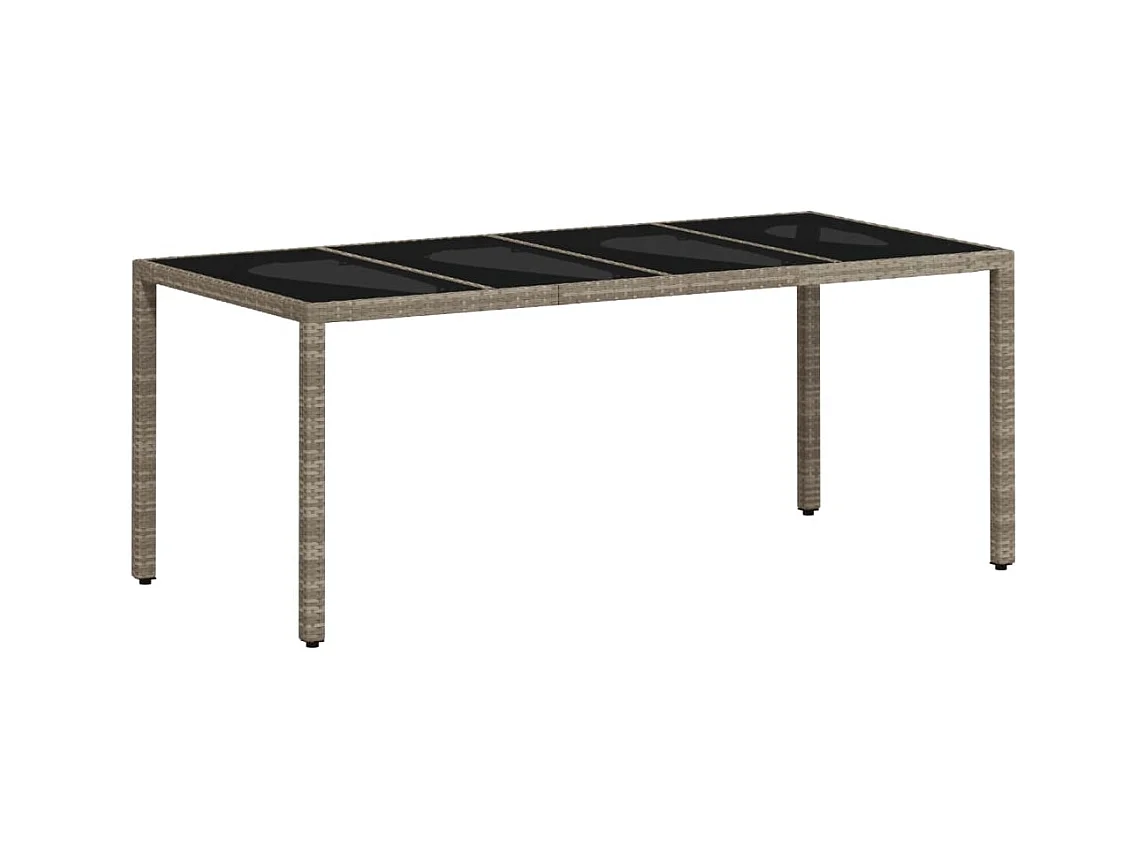 Table de jardin dessus en verre gris clair résine tressée