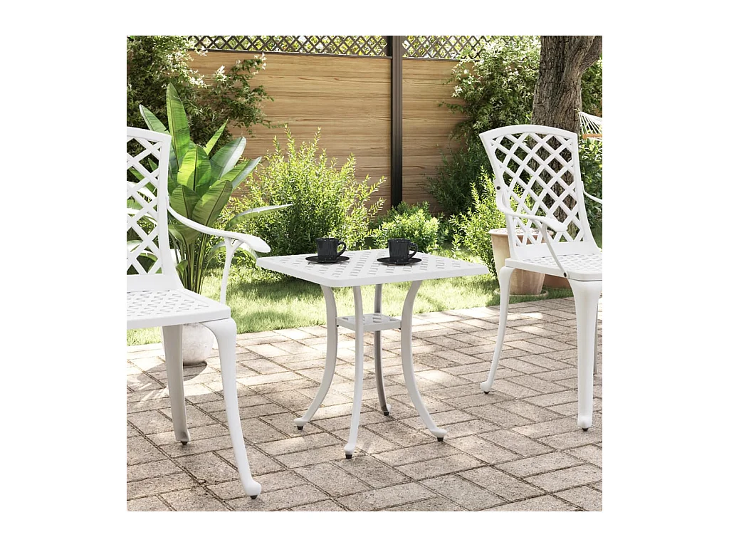 Table de jardin blanc 53x53x53 aluminium coulé