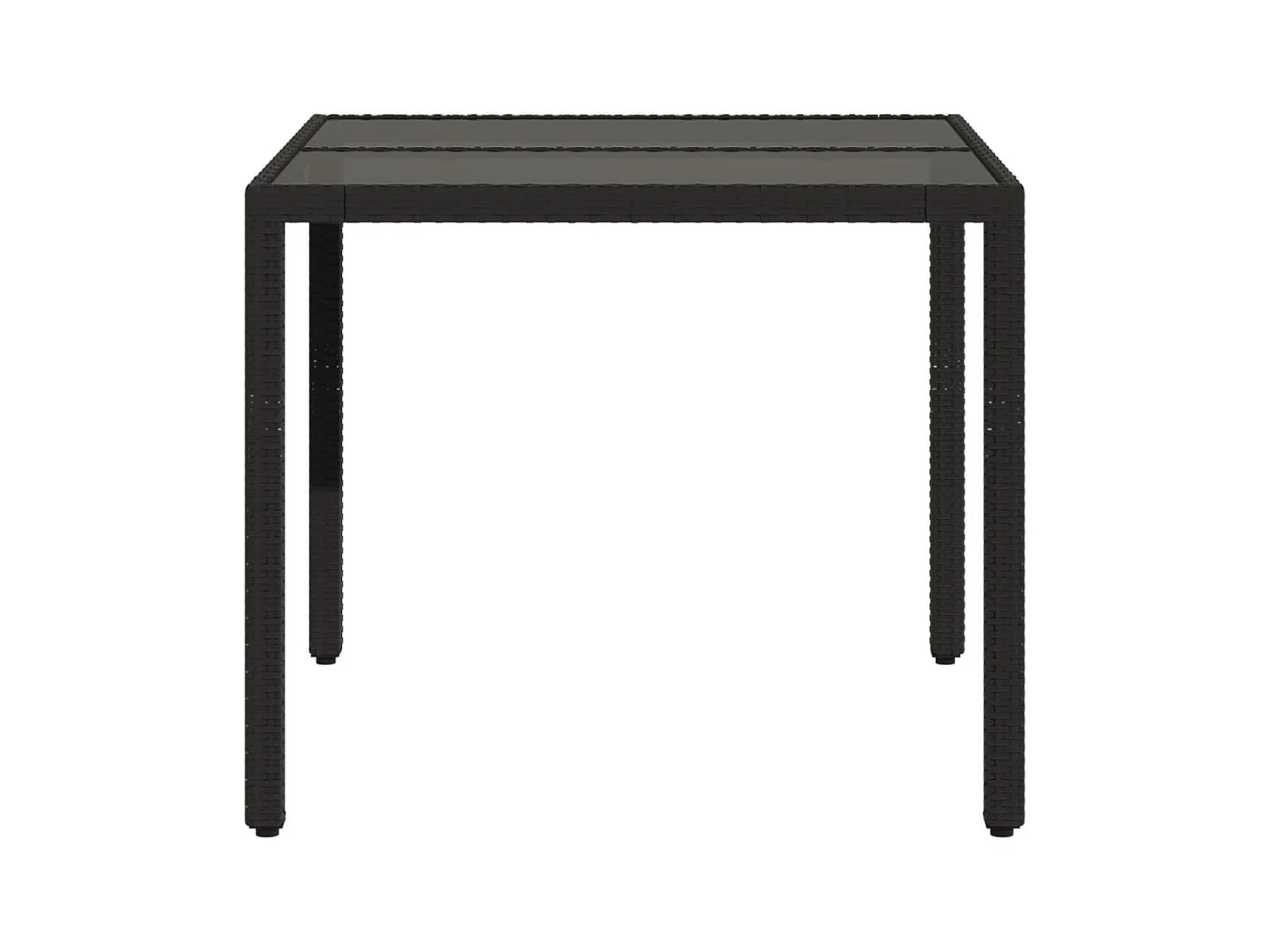 Table de jardin dessus en verre Noir 90x90x75 Résine tressée