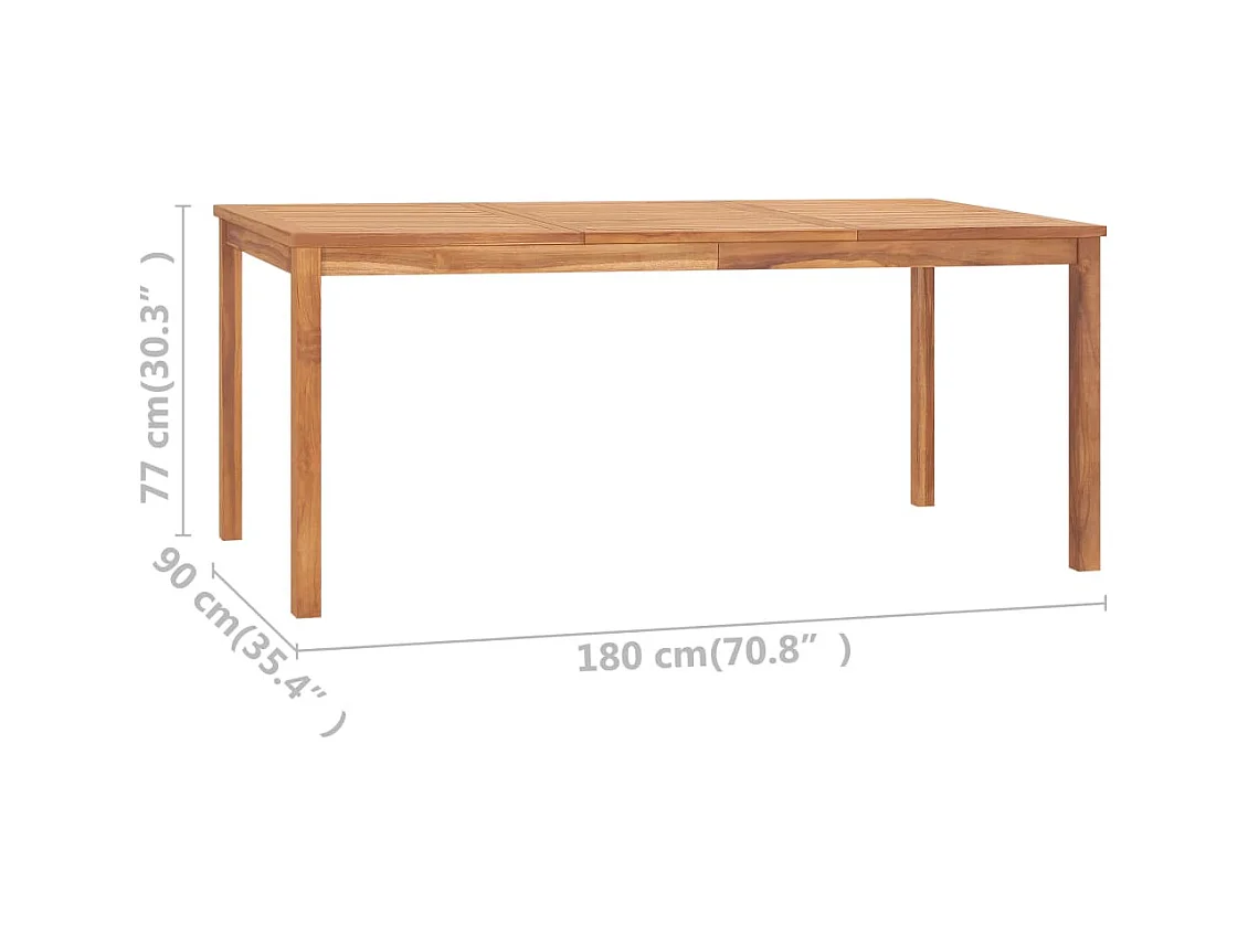 Table à dîner de jardin 180x90x77 Bois de teck massif