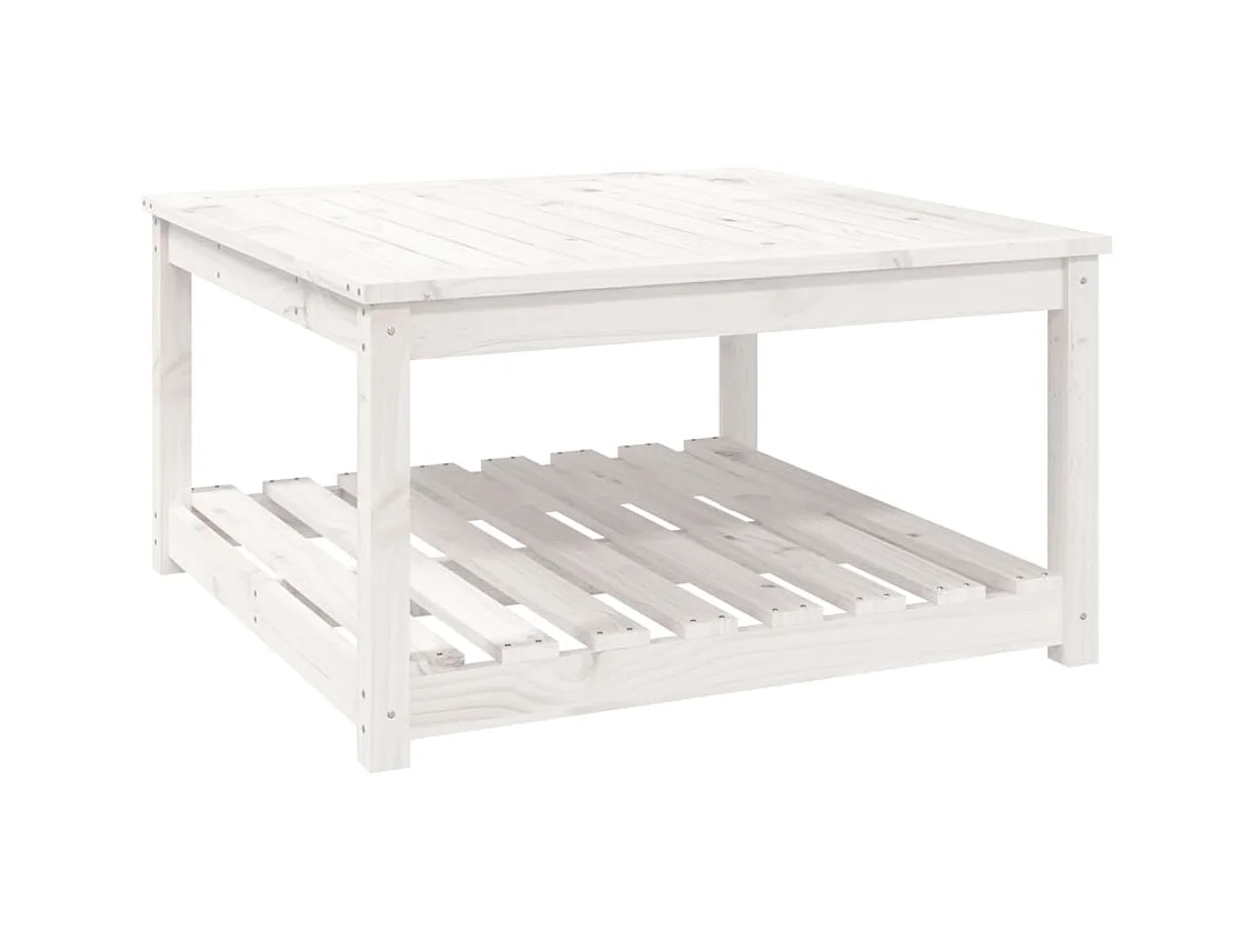 Table de jardin blanc 82,5x82,5x45 bois massif de pin