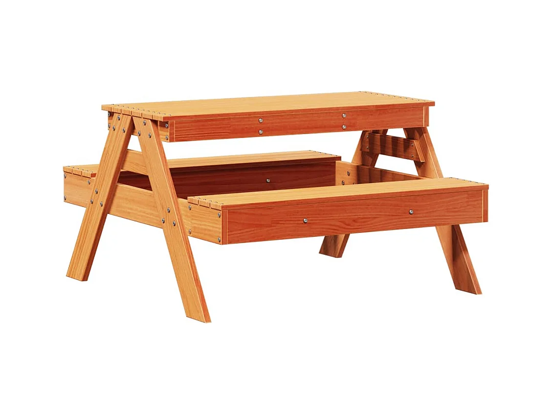 Table de pique-nique pour enfants marron bois massif pin