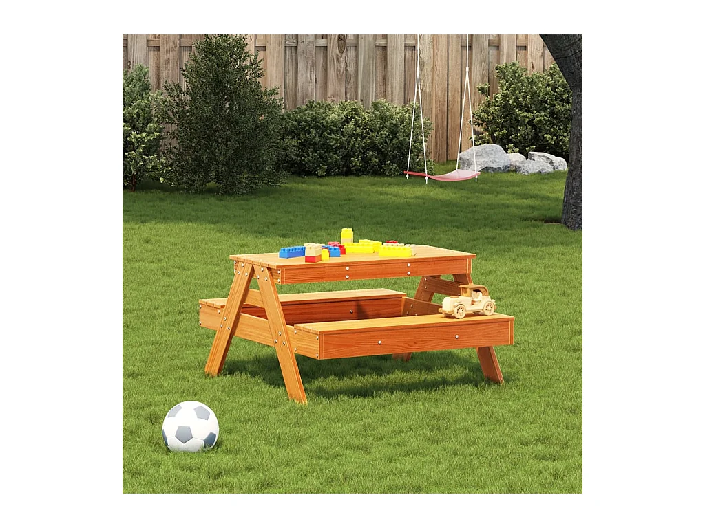 Table de pique-nique pour enfants marron bois massif pin