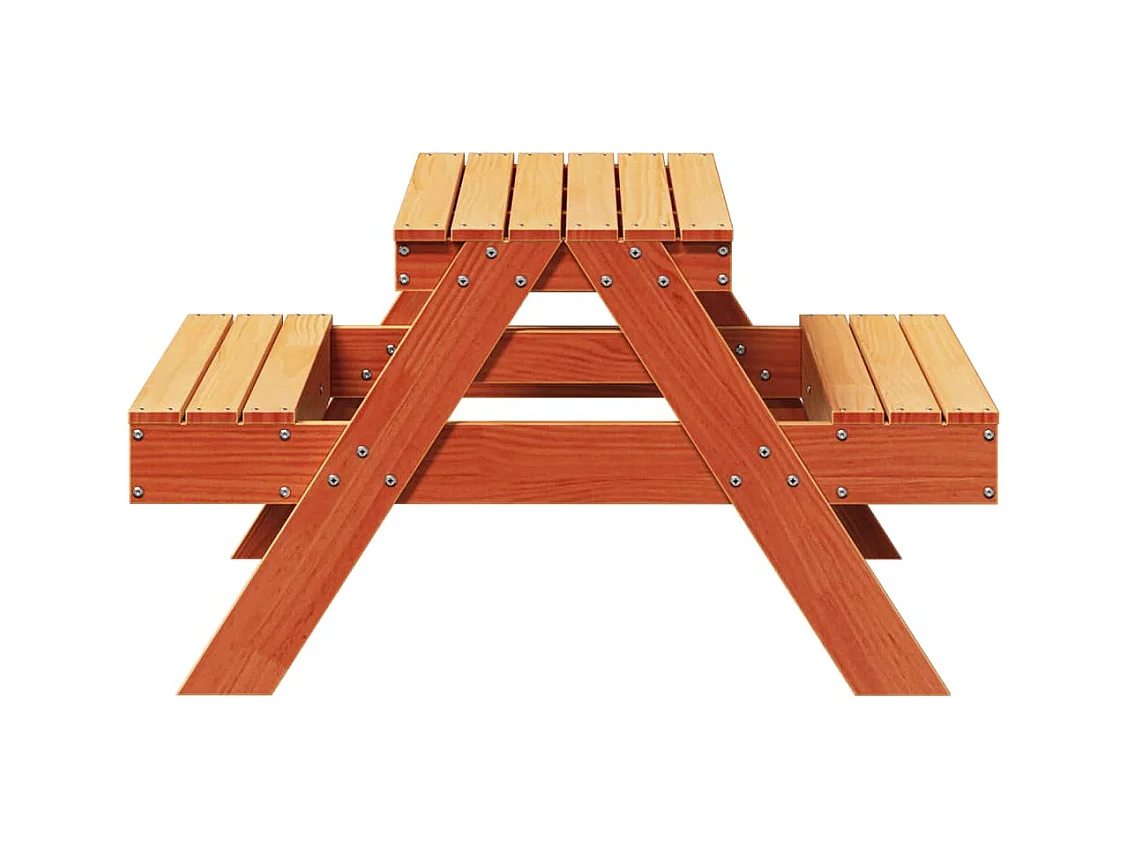 Table de pique-nique pour enfants marron bois massif pin