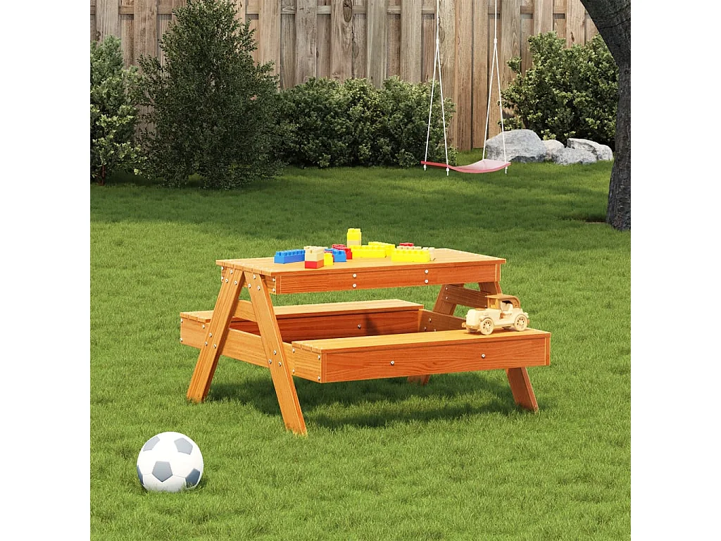 Table de pique-nique pour enfants marron bois massif pin