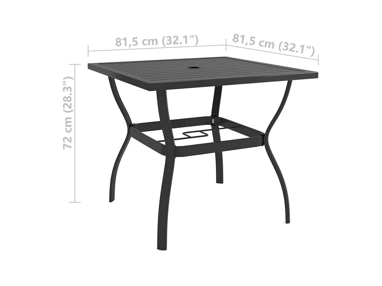 Table de jardin Anthracite 81,5x81,5x72 Acier