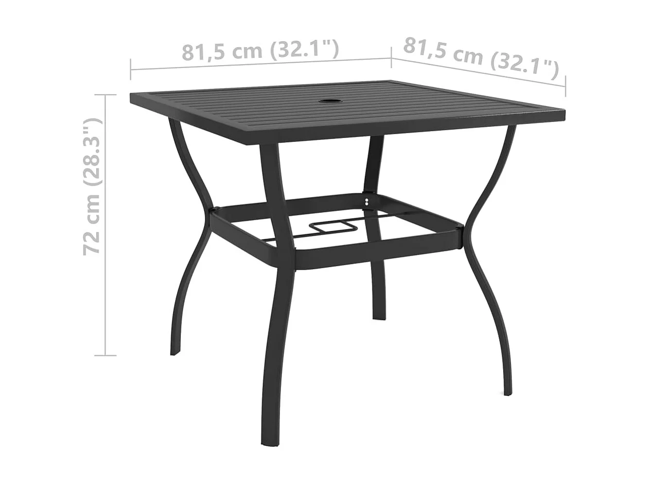 Table de jardin Anthracite 81,5x81,5x72 Acier