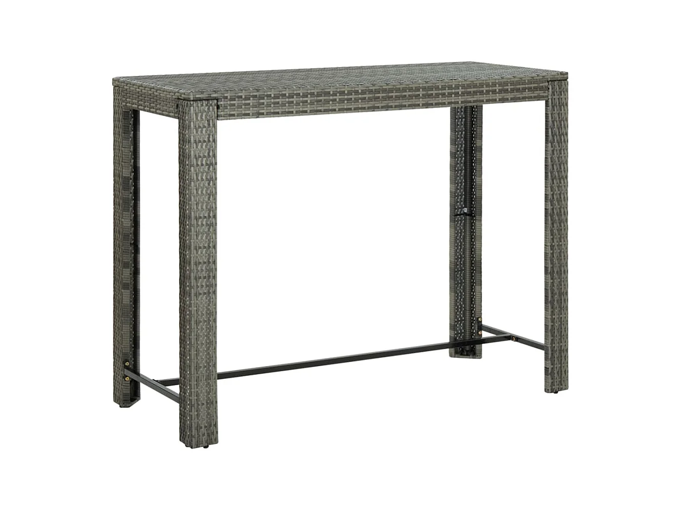 Table de bar de jardin Gris 140,5x60,5x110,5 Résine tressée