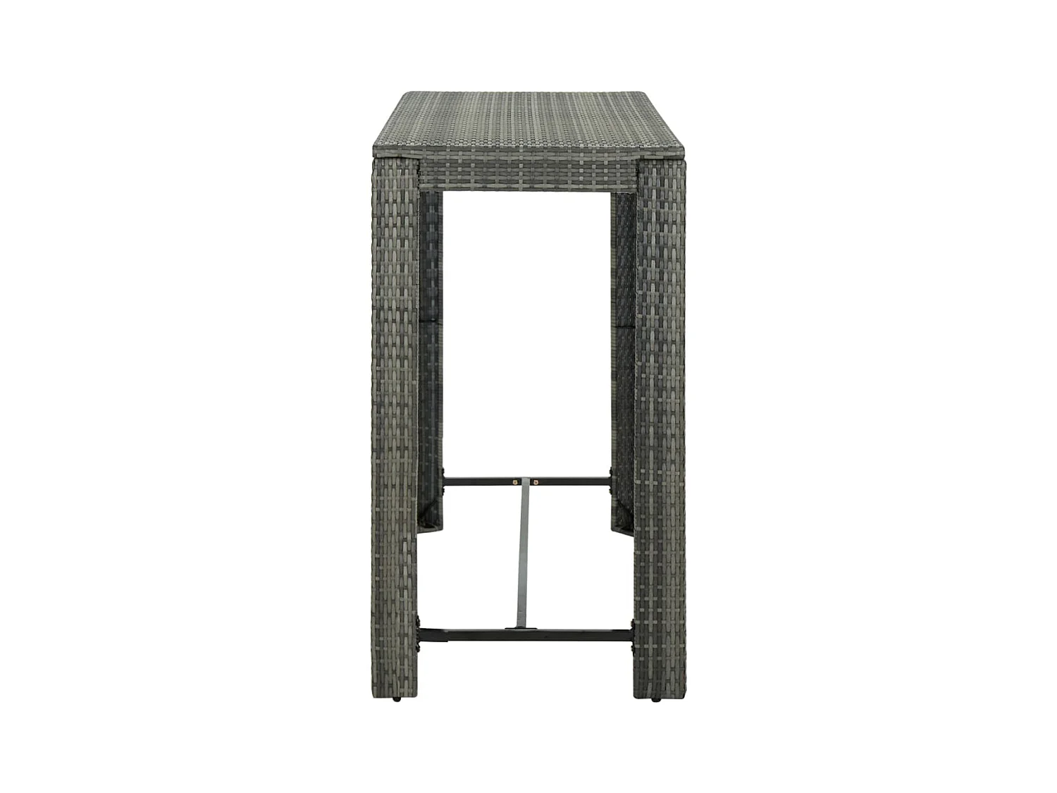 Table de bar de jardin Gris 140,5x60,5x110,5 Résine tressée