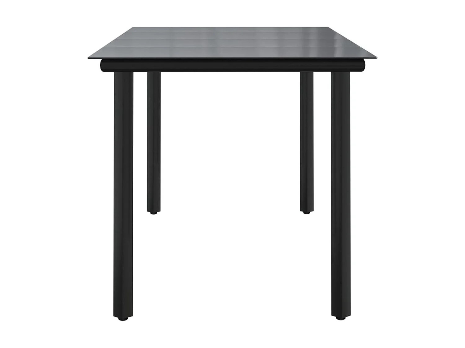 Table à dîner de jardin Noir 160x80x74 Acier et verre trempé