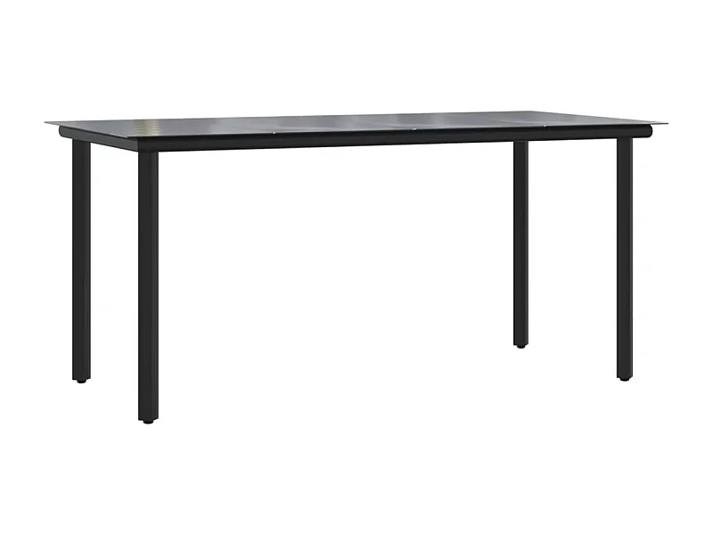 Table à dîner de jardin Noir 160x80x74 Acier et verre trempé