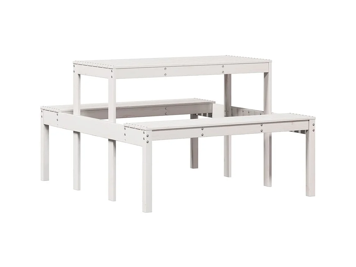 Table de pique-nique blanc 110x134x75 bois massif de pin