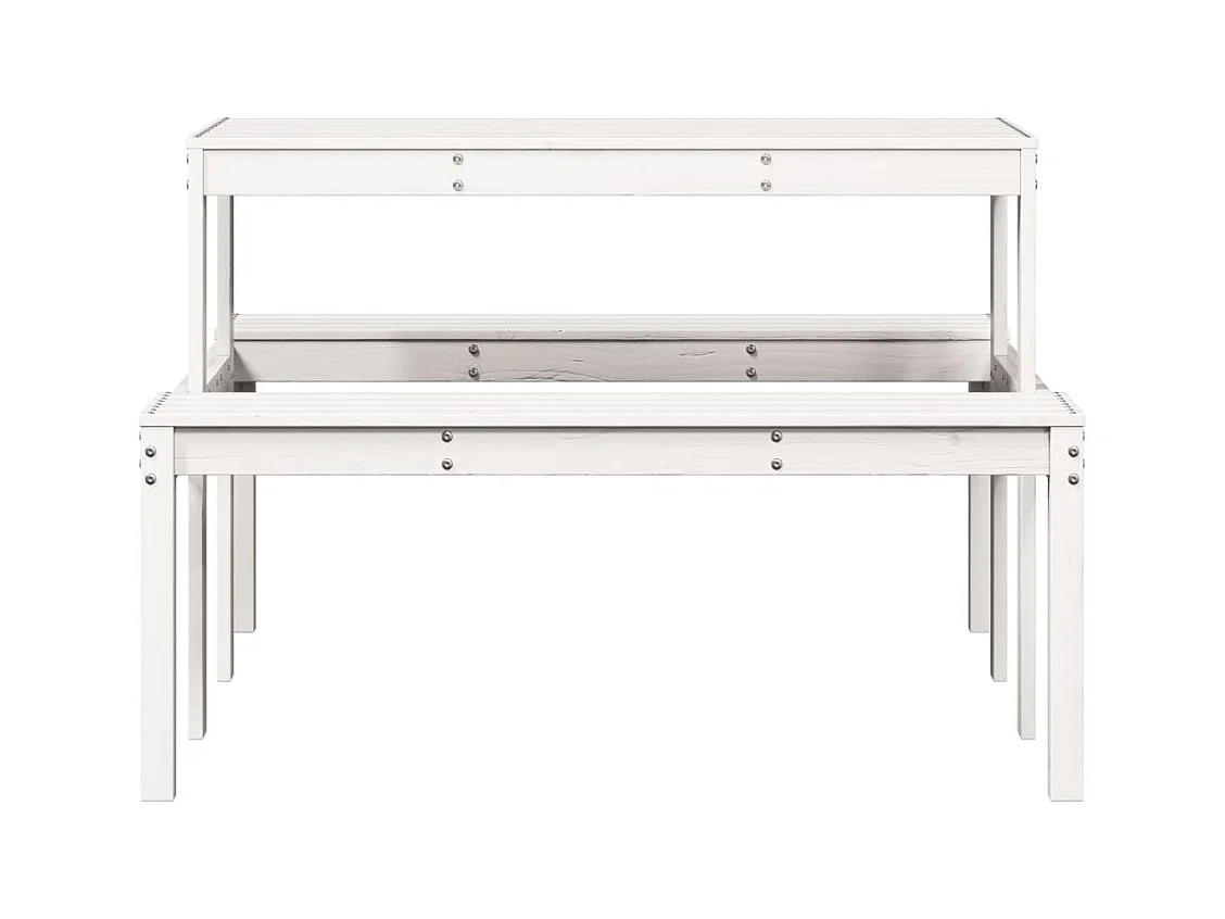 Table de pique-nique blanc 110x134x75 bois massif de pin