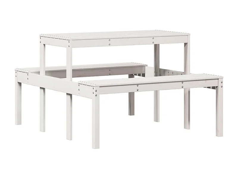 Table de pique-nique blanc 110x134x75 bois massif de pin