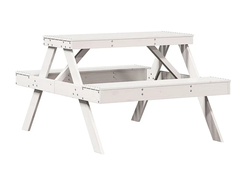 Table de pique-nique blanc 105x134x75 bois massif de pin