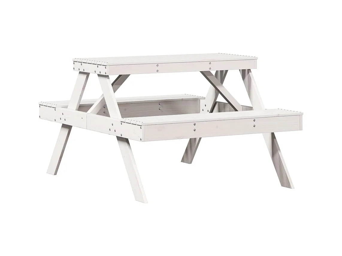 Table de pique-nique blanc 105x134x75 bois massif de pin