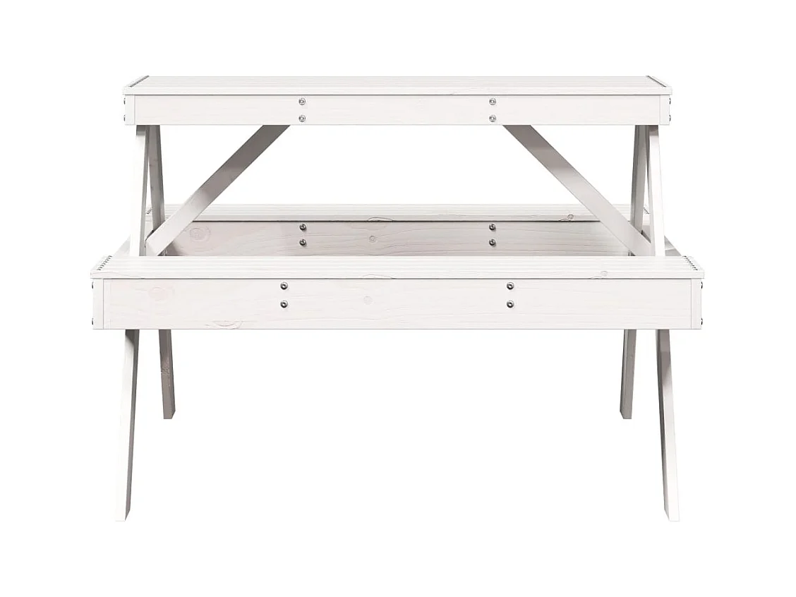 Table de pique-nique blanc 105x134x75 bois massif de pin