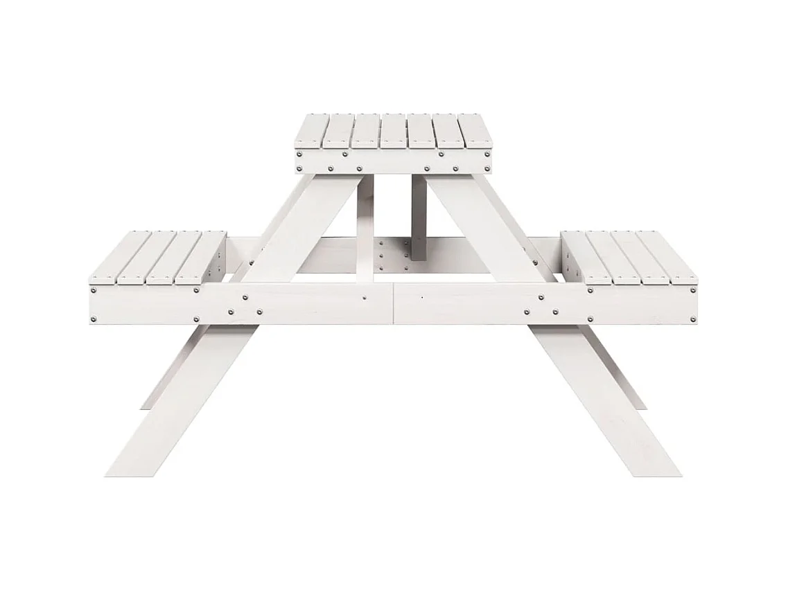 Table de pique-nique blanc 105x134x75 bois massif de pin
