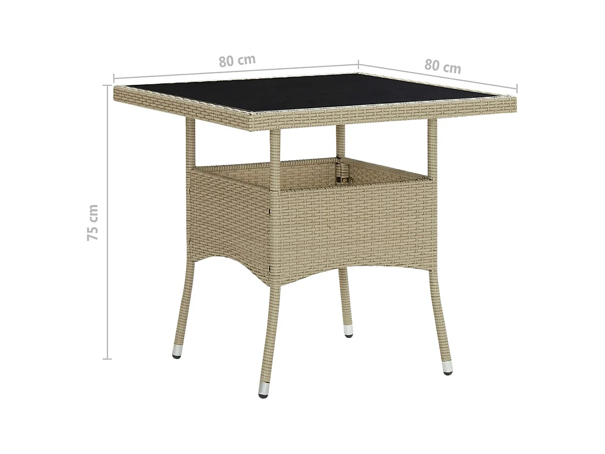 Table à dîner d'extérieur Beige Résine tressée et verre 2