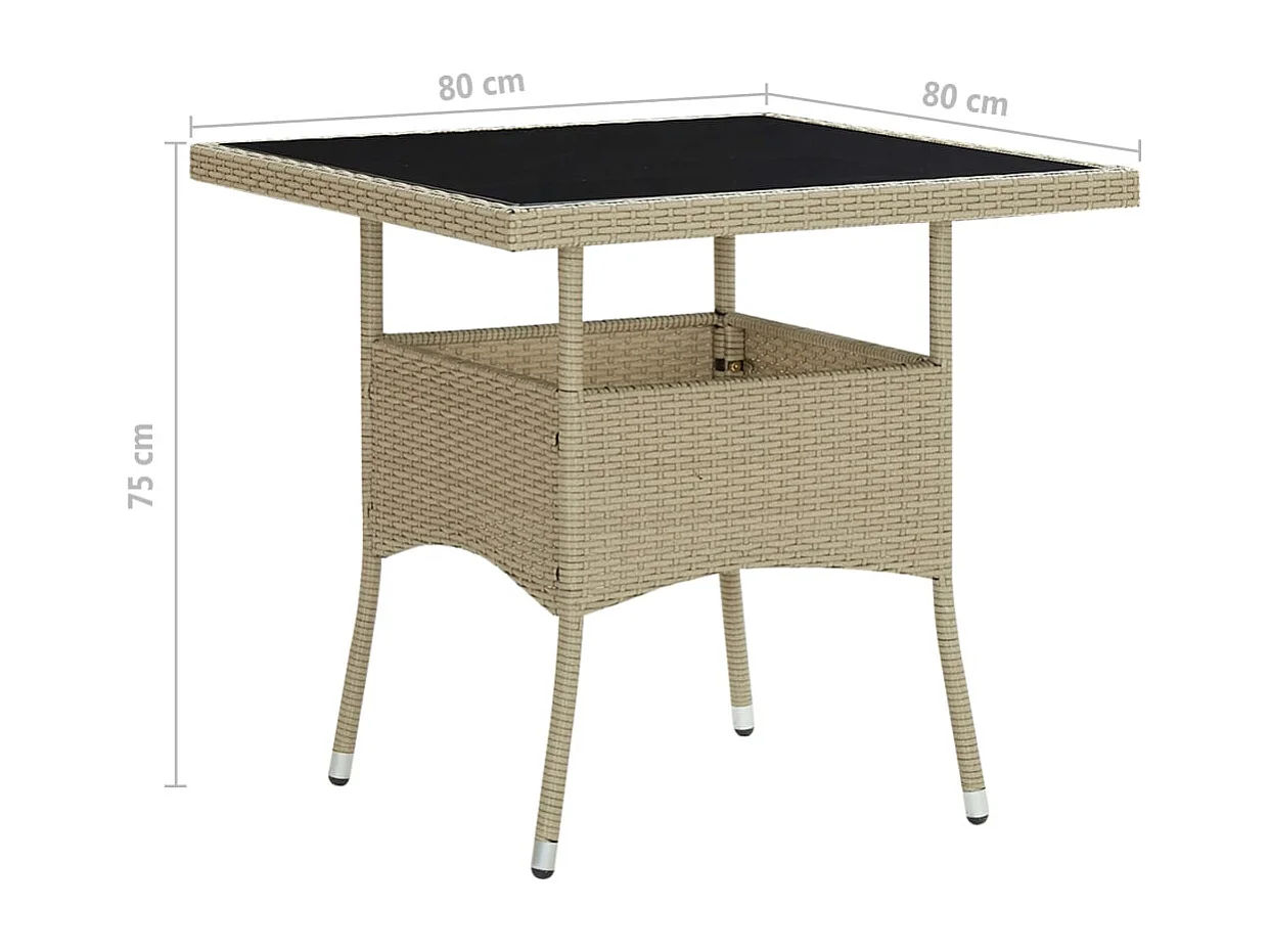 Table à dîner d'extérieur Beige Résine tressée et verre 2