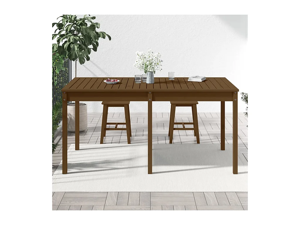 Table de jardin marron miel 159,5x82,5x76 bois massif de pin