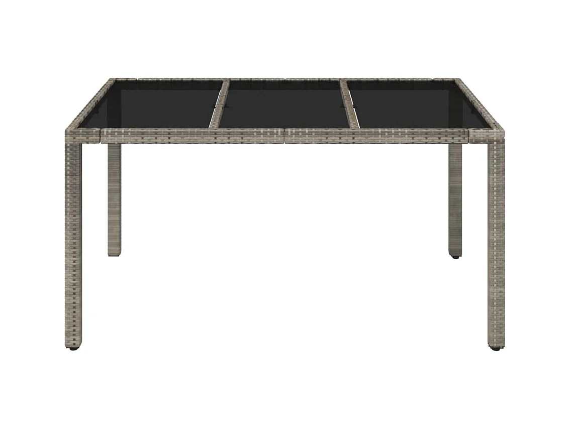 Table de jardin dessus en verre Gris 150x90x75 Résine tressée