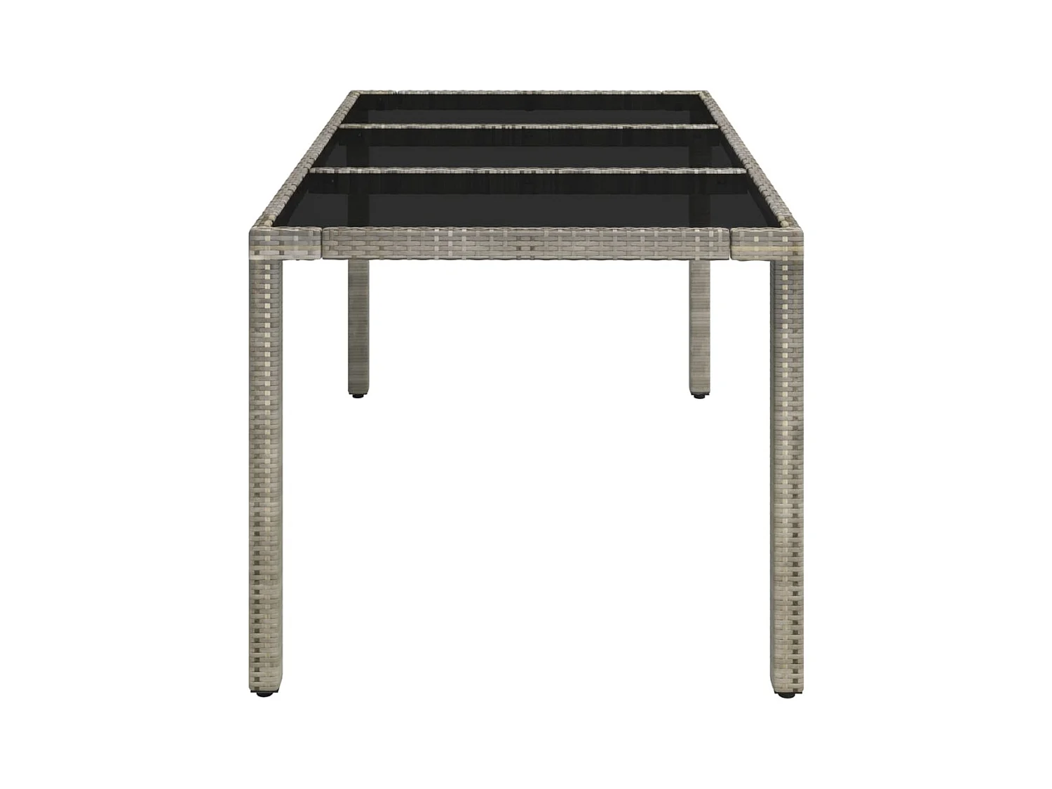 Table de jardin dessus en verre Gris 150x90x75 Résine tressée