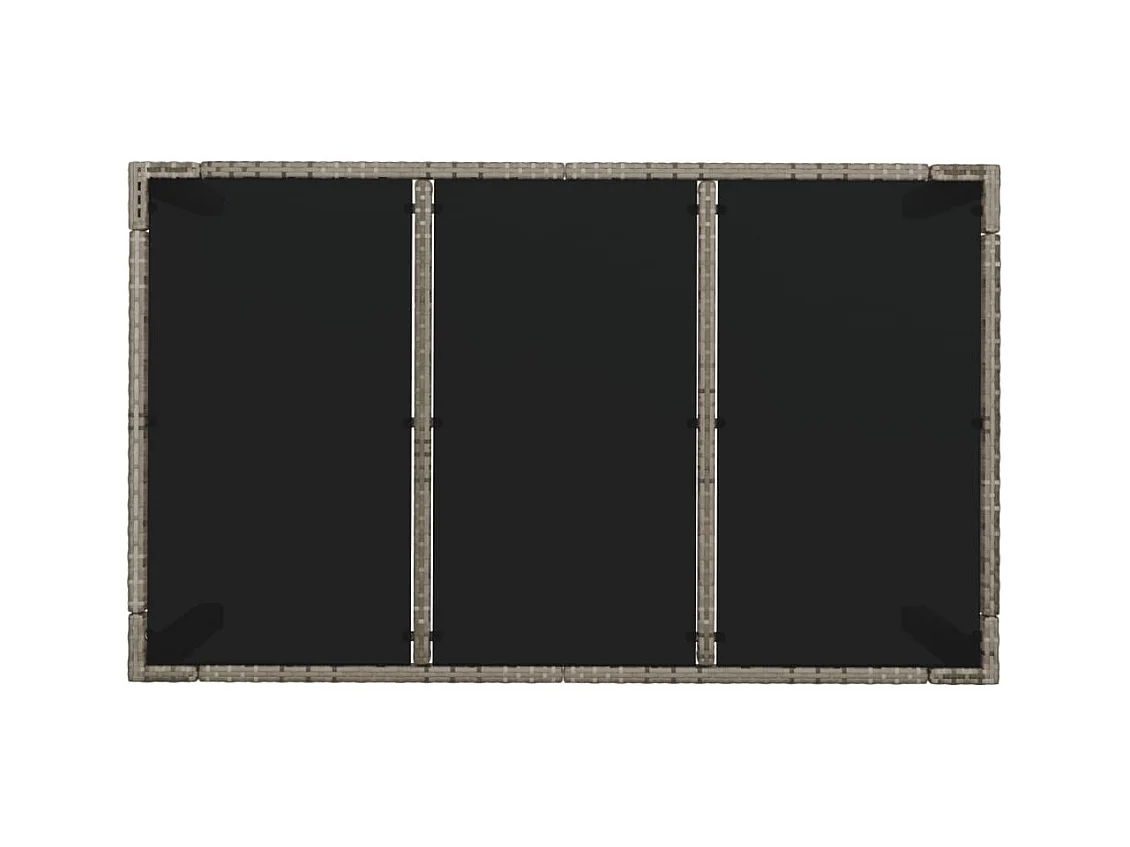 Table de jardin dessus en verre Gris 150x90x75 Résine tressée