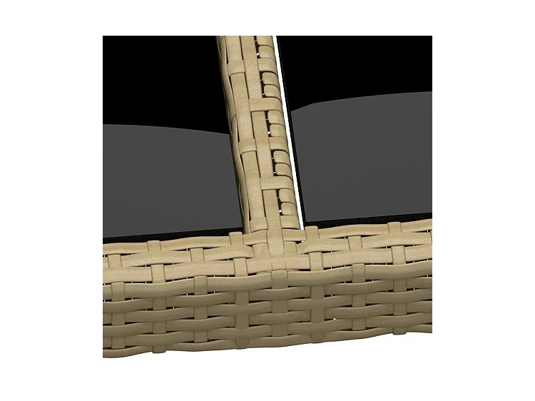 Table de jardin 200x150x75 Verre trempé-résine tressée Beige